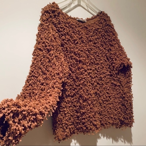 Loveriche crop carmel fuzzy teddy bear sweater - Picture 3 of 13